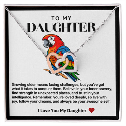 Daughter Double Heart Necklace -Parrot