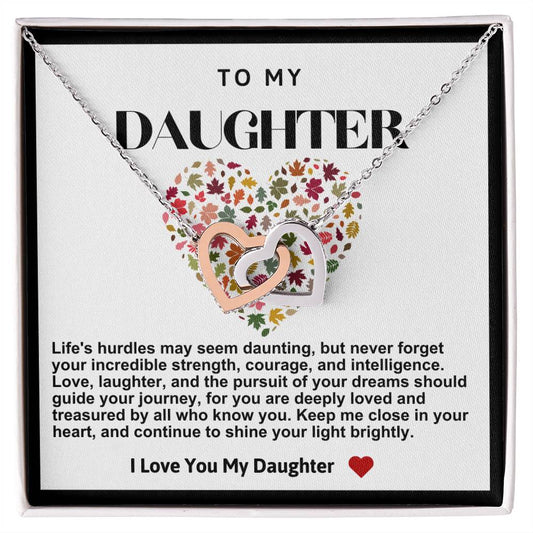 Daughter Double Heart Necklace- Heart