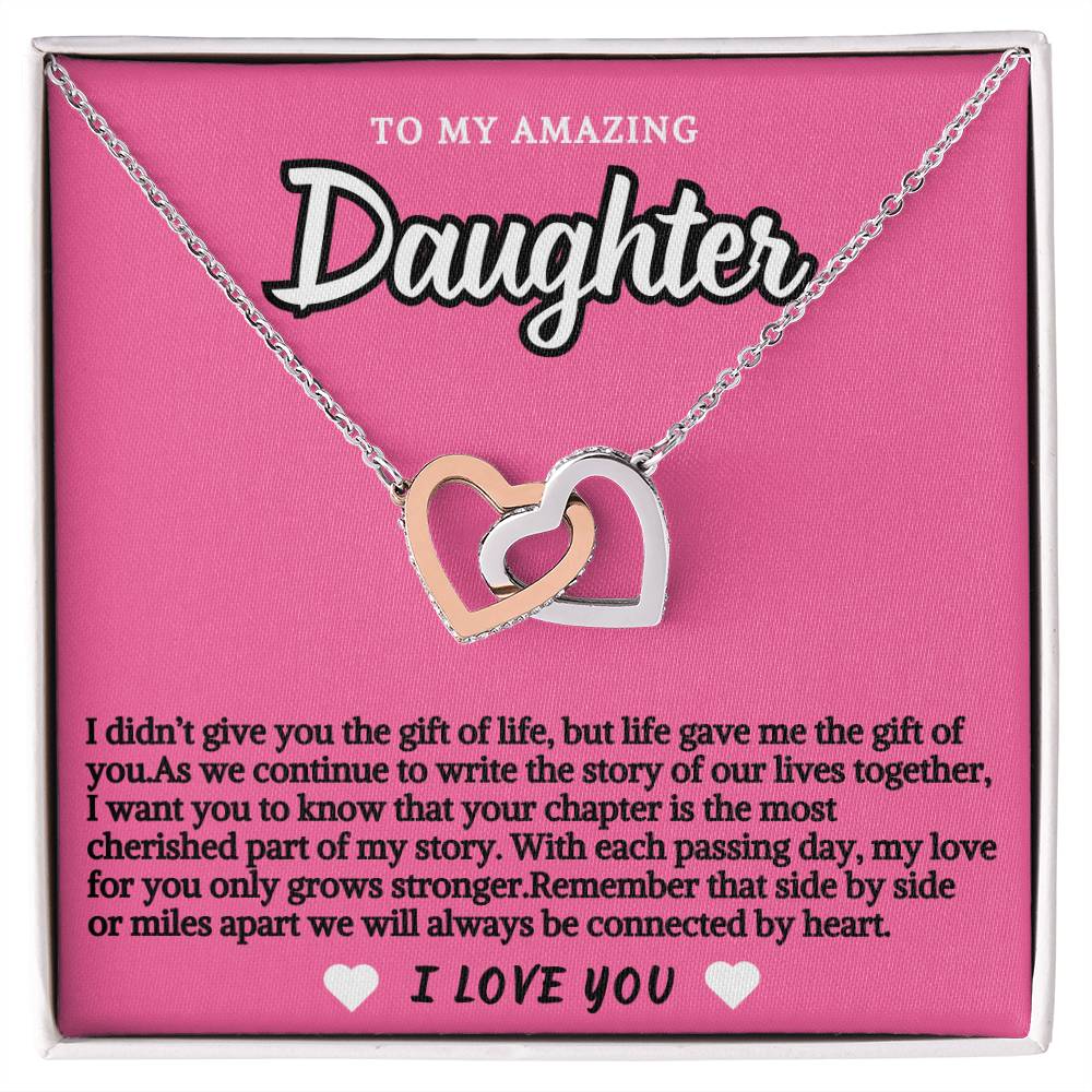 Pink Design Daughter Hearts Necklace