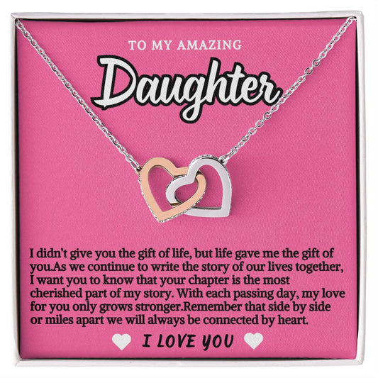 Pink Design Daughter Hearts Necklace