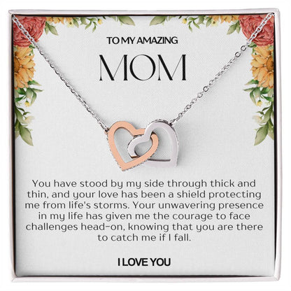 To My Amazing Mom Double Hearts Necklace