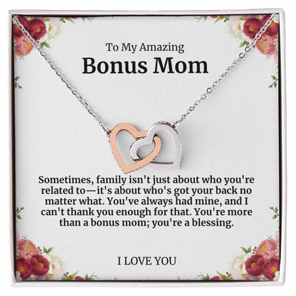 To My Amazing Bonus Mom Double Hearts Necklace