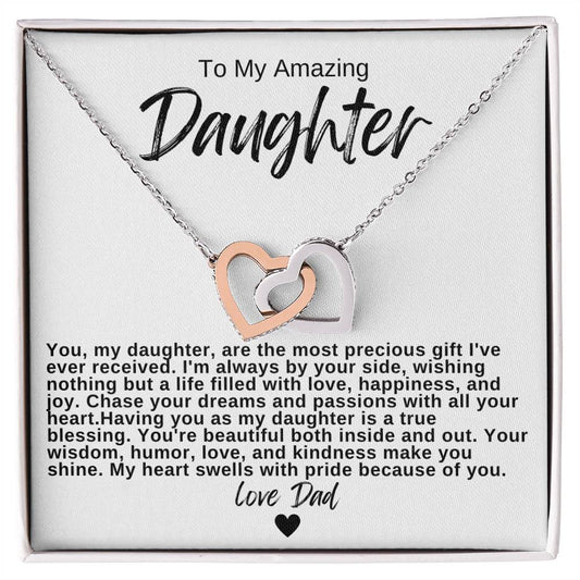 To My Amazing Daughter Hearts Necklace