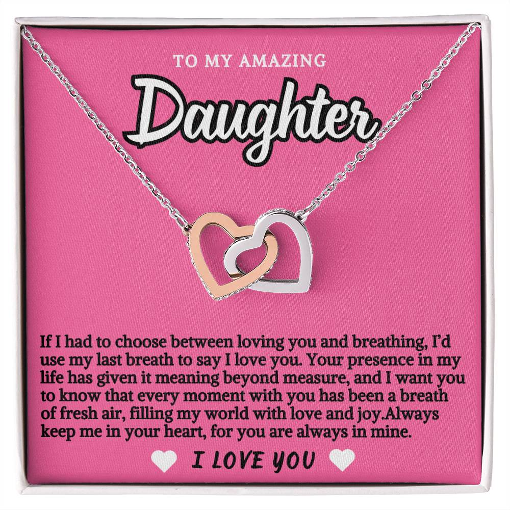 Pink Design Daughter Hearts Necklace