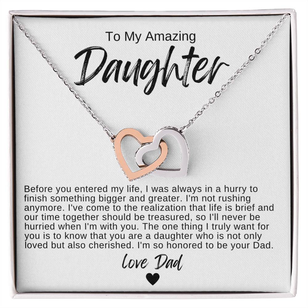 To My Amazing Daughter Hearts Necklace