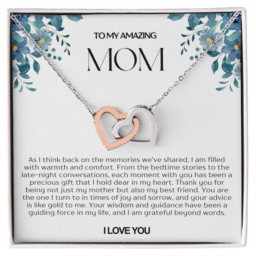 To My Amazing Mom Double Hearts Necklace