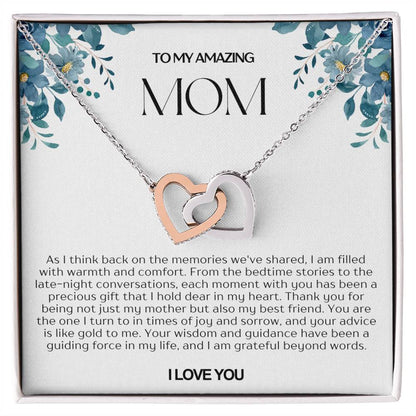 To My Amazing Mom Double Hearts Necklace