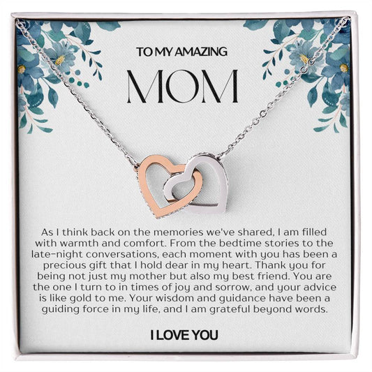 To My Amazing Mom Double Hearts Necklace