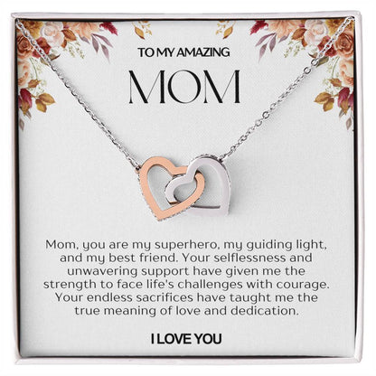 To My Amazing Mom Double Hearts Necklace