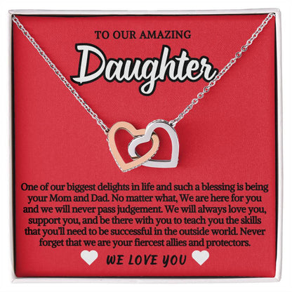 To Daughter Double Hearts Necklace