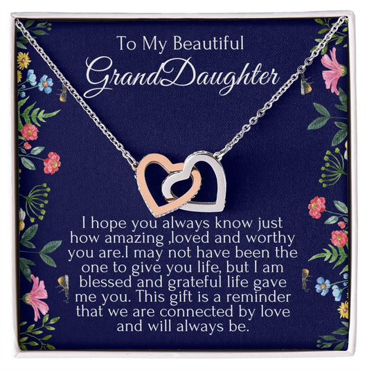 To My Beautiful Granddaughter Hearts Necklace