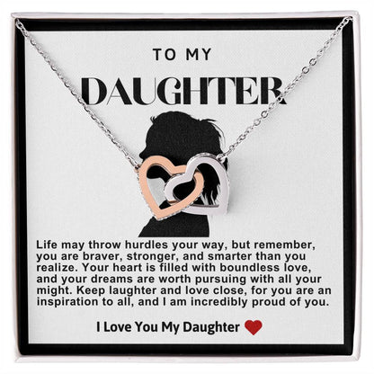 Daughter Double Heart Necklace- Ponytail