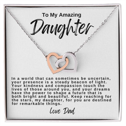 To My Amazing Daughter Hearts Necklace