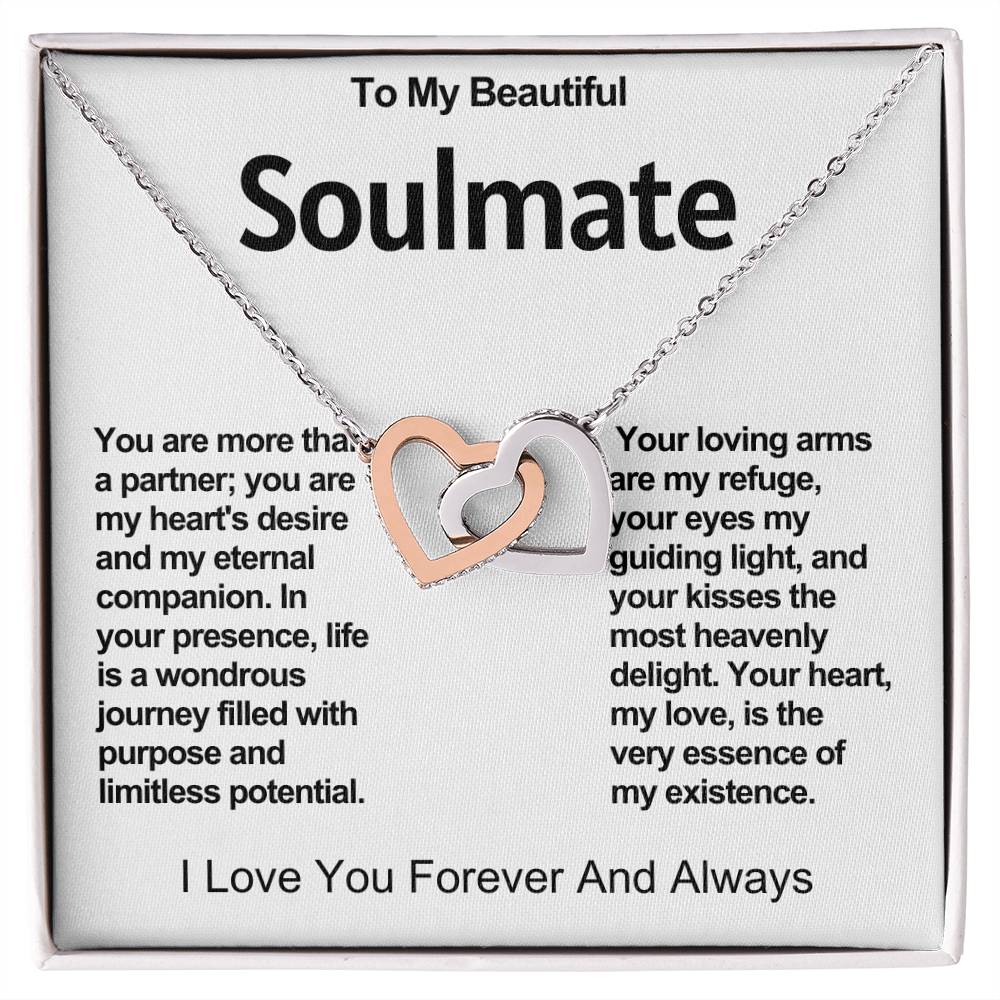 To My Beautiful Soulmate Interlocking Hearts Necklace