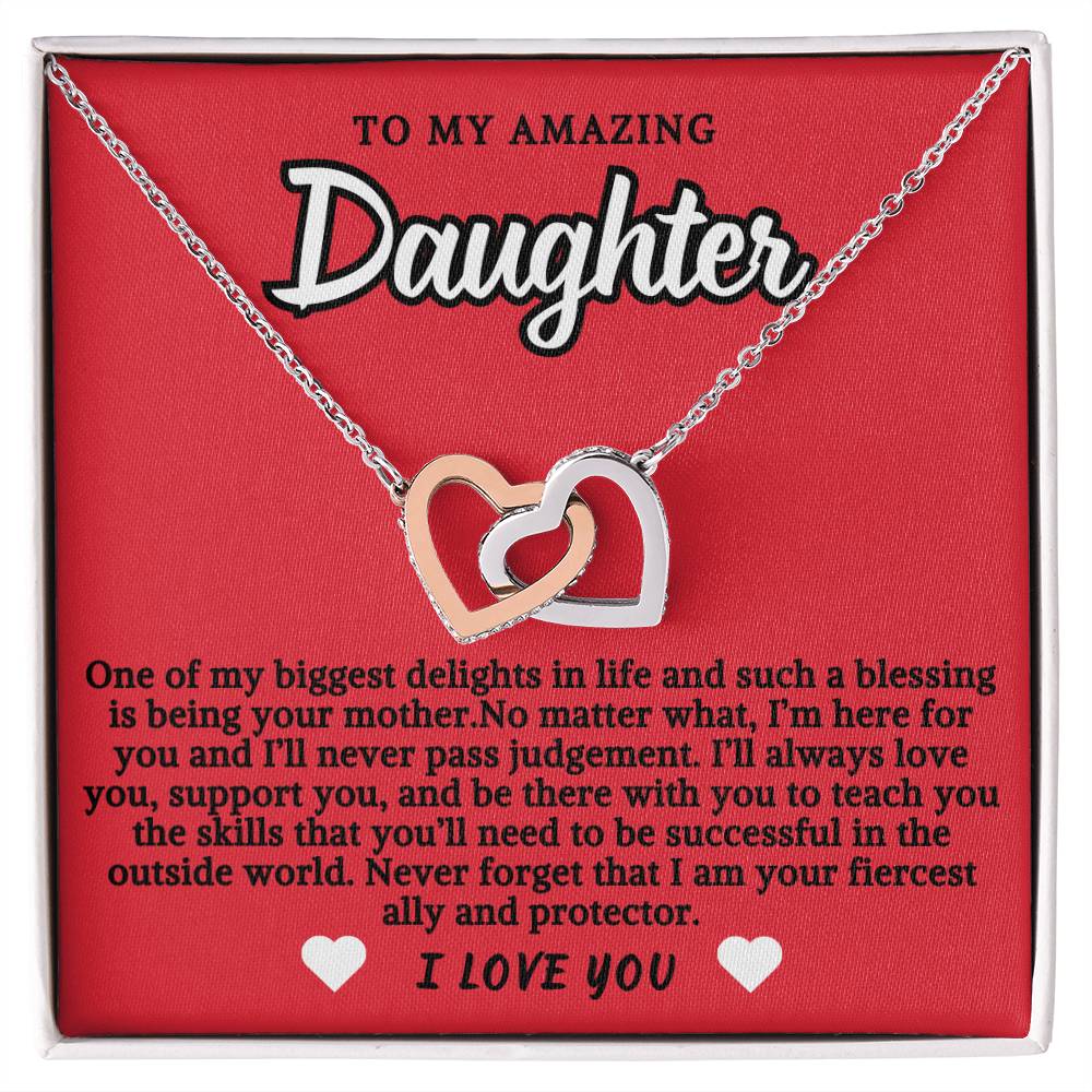 To Daughter From Mother Double Hearts Necklace