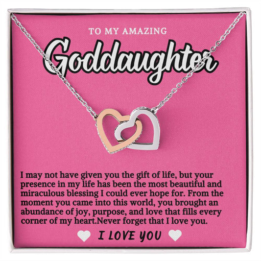 Goddaughter Pink Design Hearts Necklace