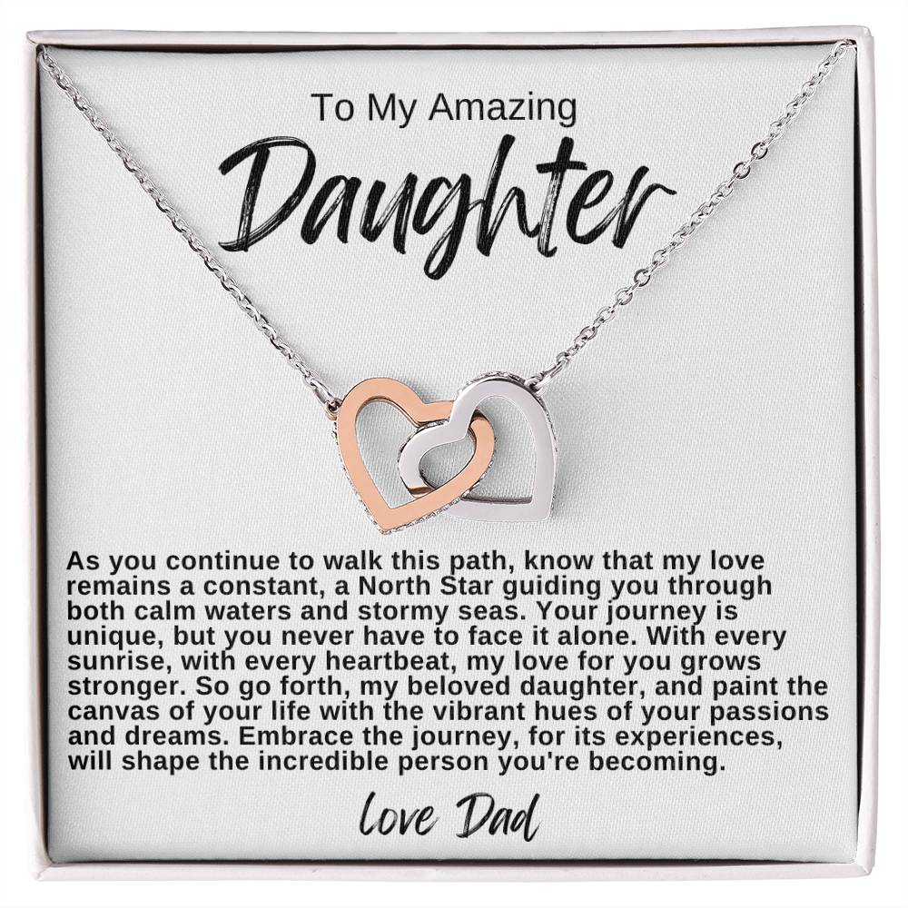 To My Amazing Daughter Hearts Necklace