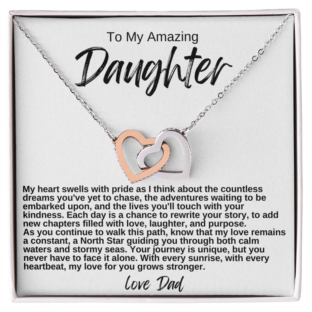 To My Amazing Daughter Hearts Necklace