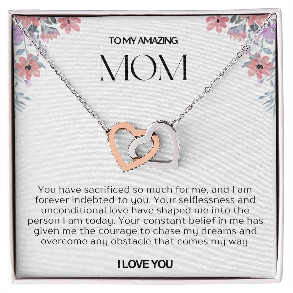 To My Amazing Mom Double Hearts Necklace