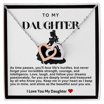 Daughter Double Heart Necklace- Princess