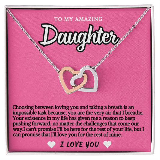 Pink Design Daughter Hearts Necklace