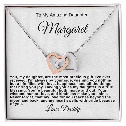 To My Amazing Daughter Personalized Hearts Necklace