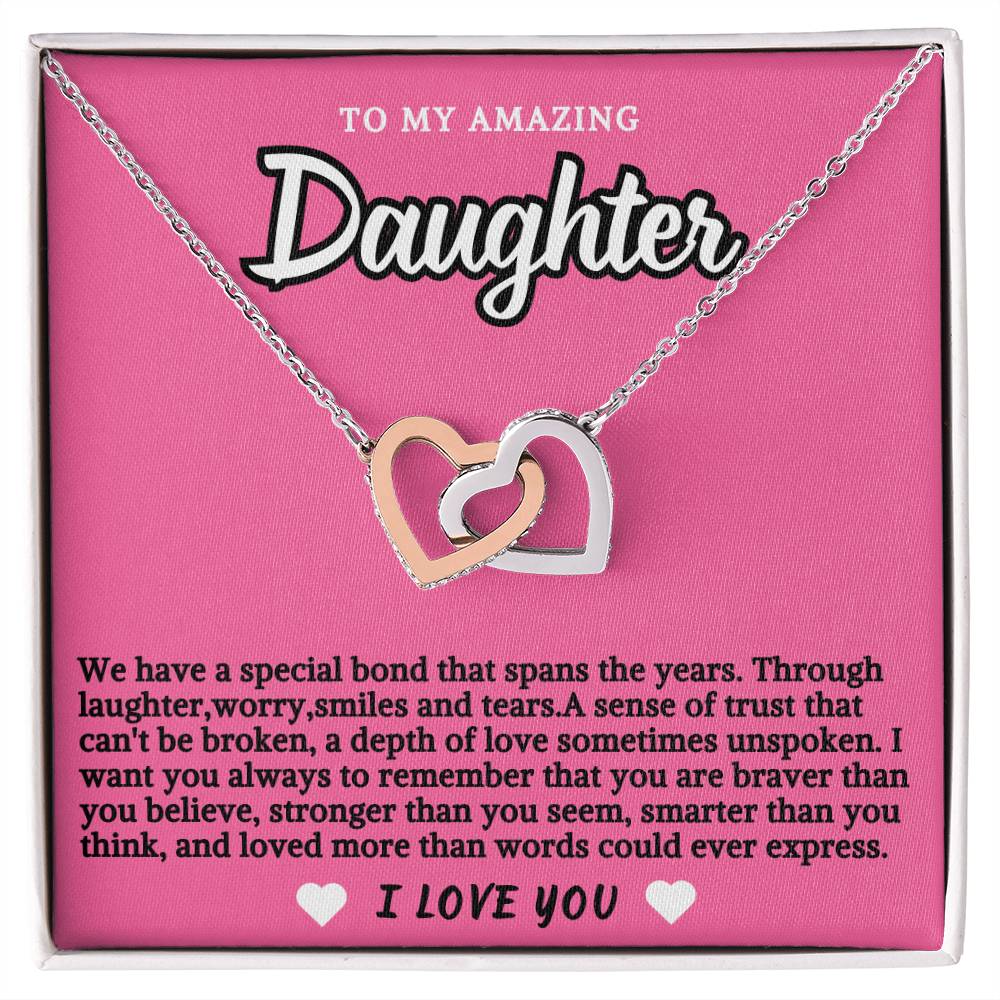 Pink Design Daughter Hearts Necklace