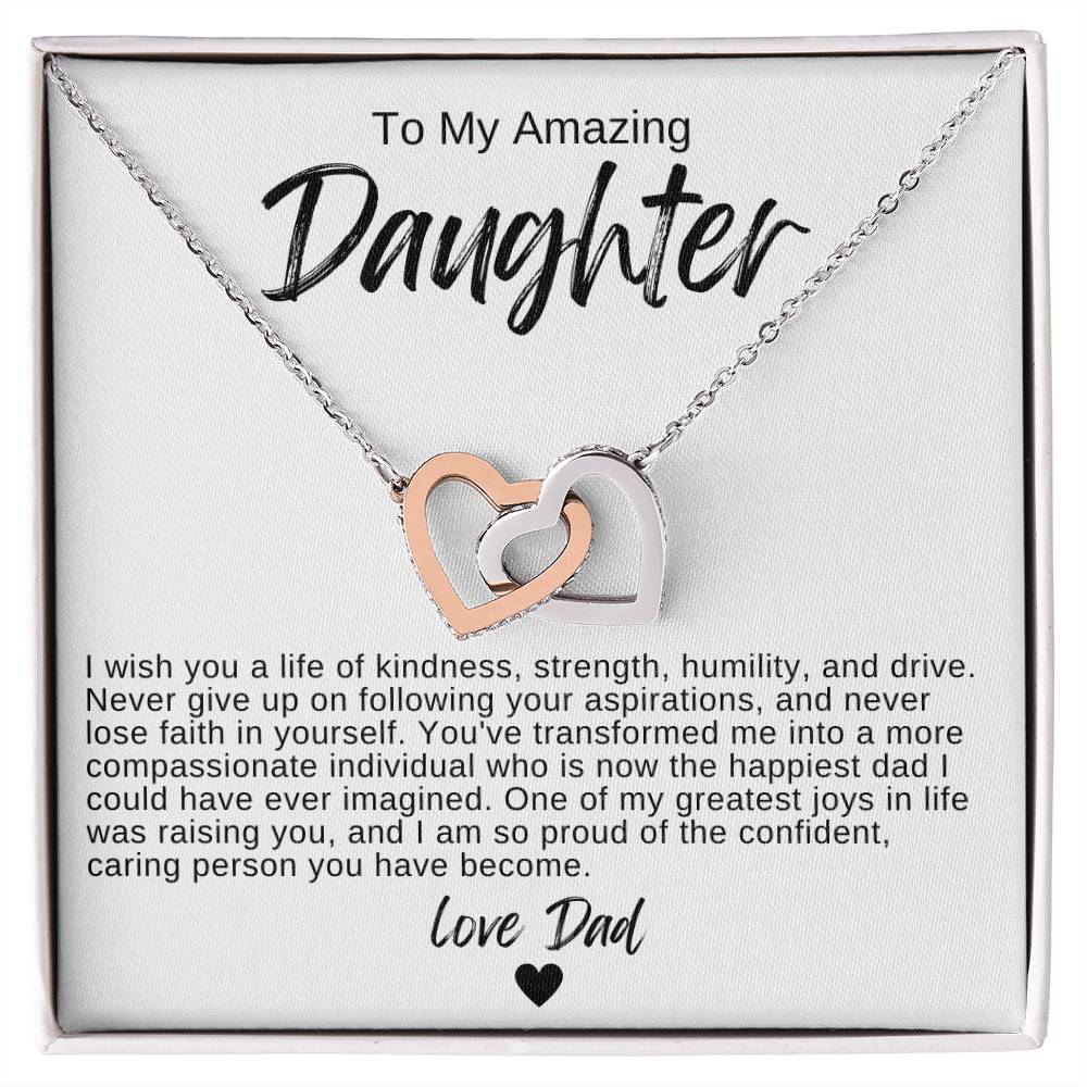 To My Amazing Daughter Hearts Necklace