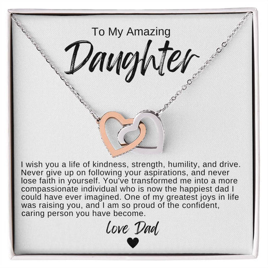 To My Amazing Daughter Hearts Necklace