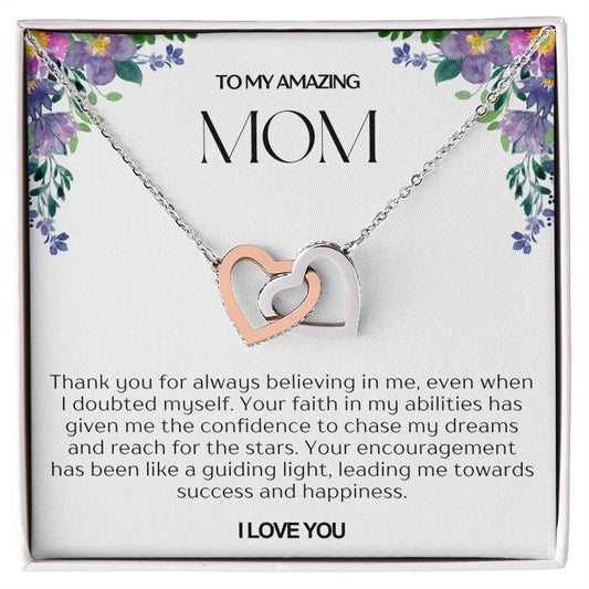 To My Amazing Mom Double Hearts Necklace