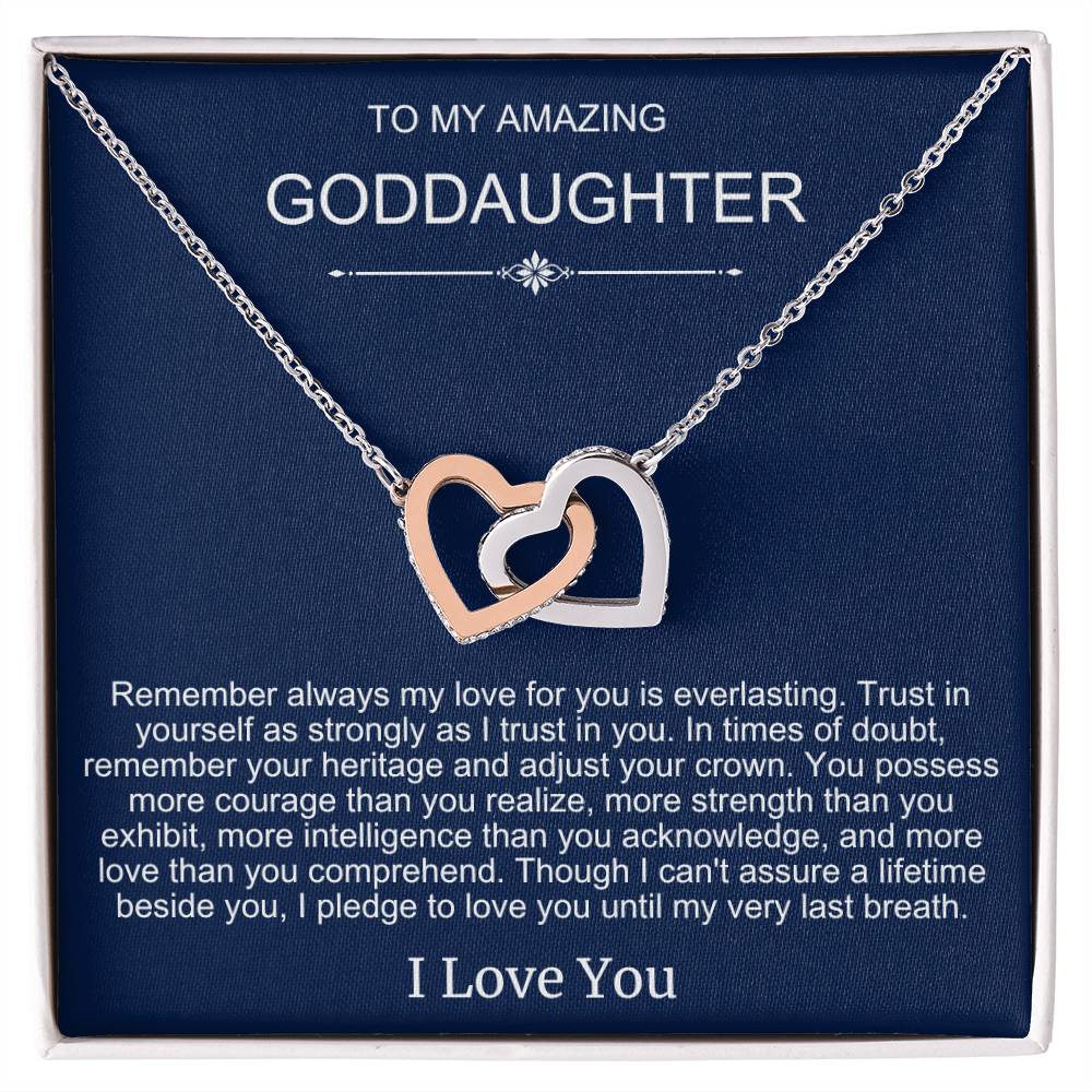 Beautiful Gift To Goddaughter from God Parent Double Heart Necklace