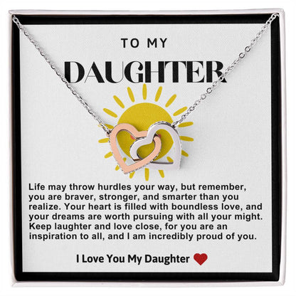 Daughter Double Heart Necklace- Sunshine