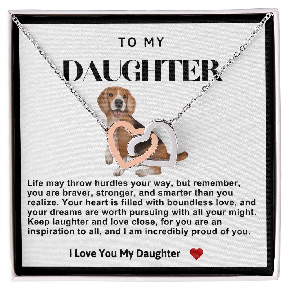 Daughter Double Heart Necklace- Puppy