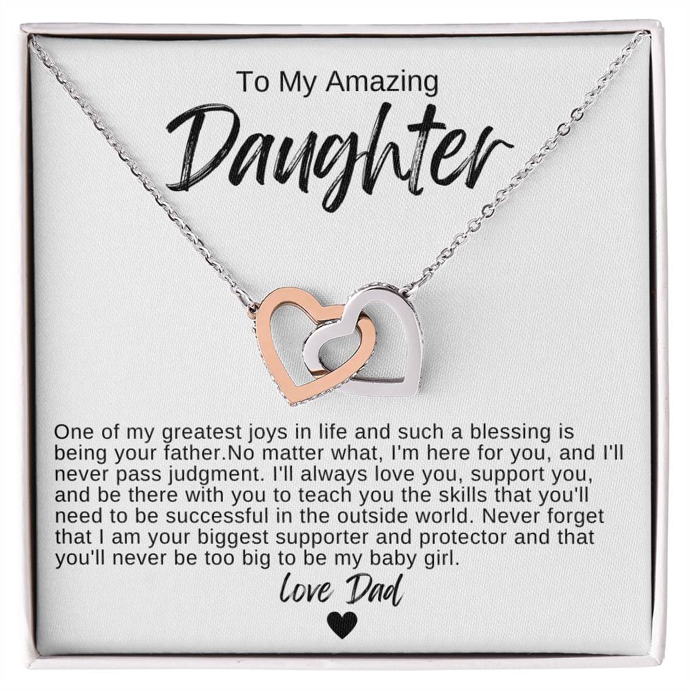 To My Amazing Daughter Hearts Necklace