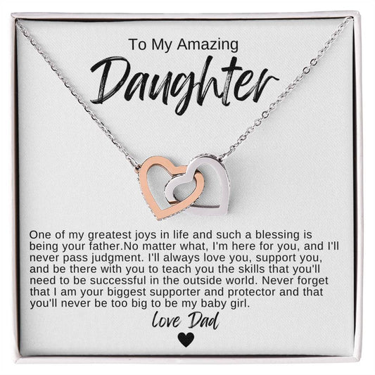 To My Amazing Daughter Hearts Necklace