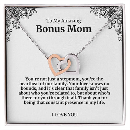 To My Amazing Bonus Mom Double Hearts Necklace