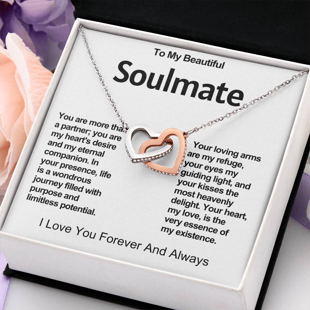 To My Beautiful Soulmate Interlocking Hearts Necklace