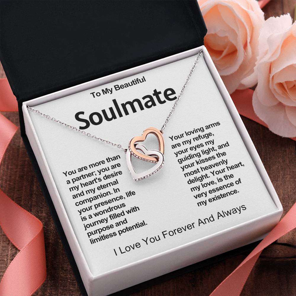 To My Beautiful Soulmate Interlocking Hearts Necklace