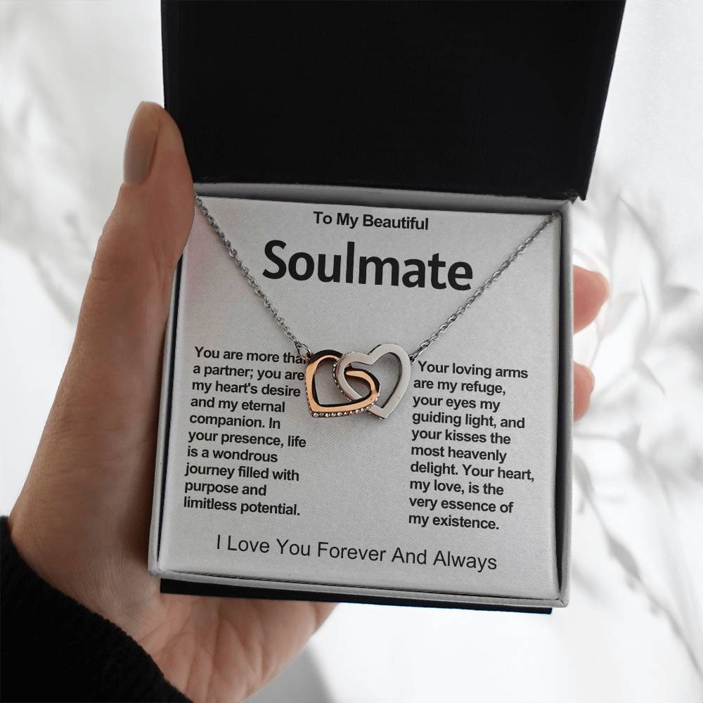 To My Beautiful Soulmate Interlocking Hearts Necklace