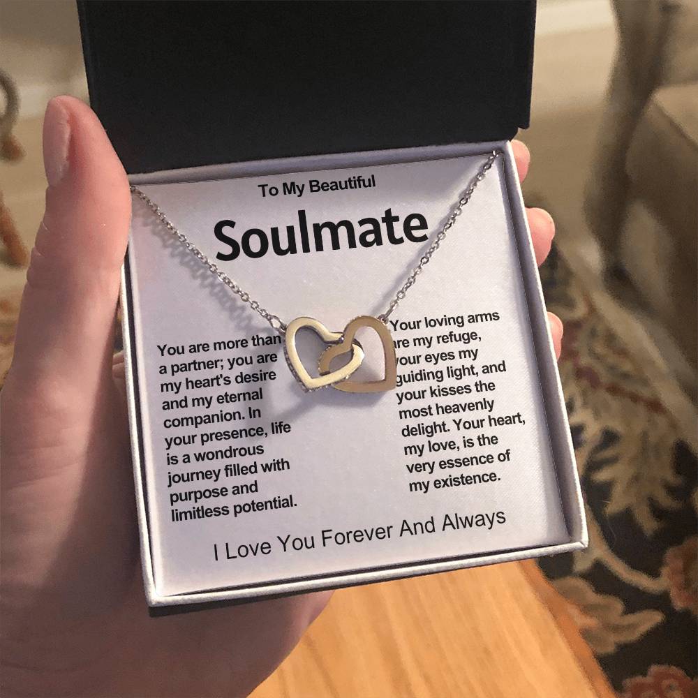 To My Beautiful Soulmate Interlocking Hearts Necklace