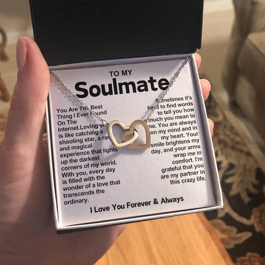 Soulmate Interlocking Hearts Necklace- You Are The Best Thing I Ever Found On The Internet