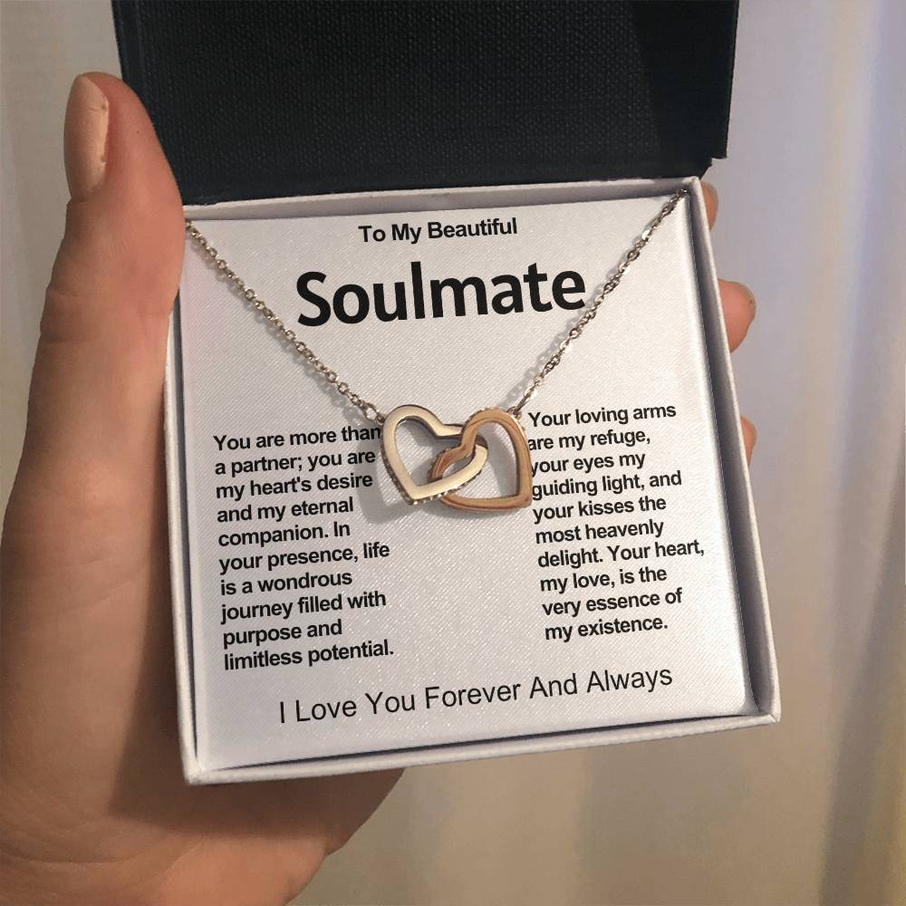 To My Beautiful Soulmate Interlocking Hearts Necklace