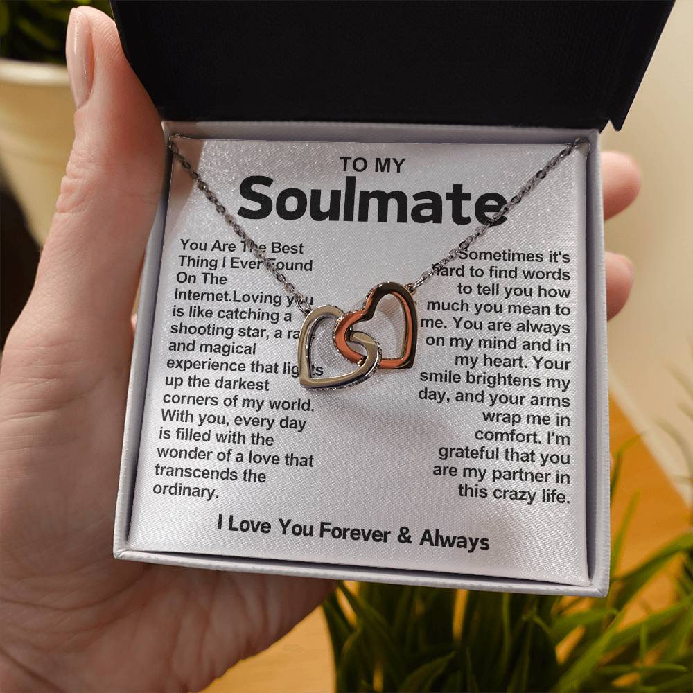 Soulmate Interlocking Hearts Necklace- You Are The Best Thing I Ever Found On The Internet