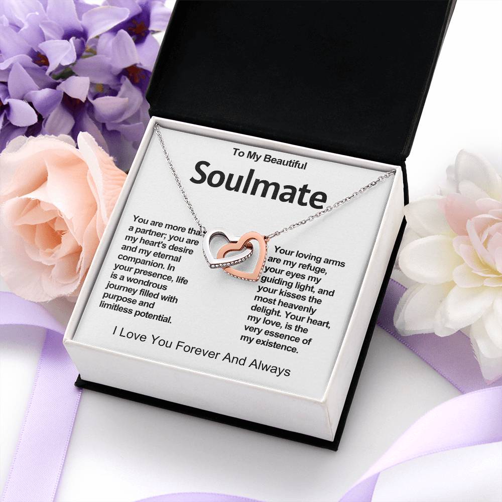 To My Beautiful Soulmate Interlocking Hearts Necklace