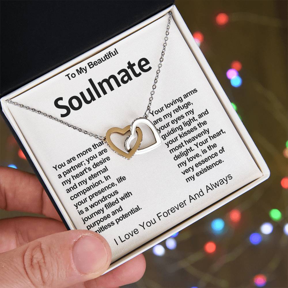 To My Beautiful Soulmate Interlocking Hearts Necklace