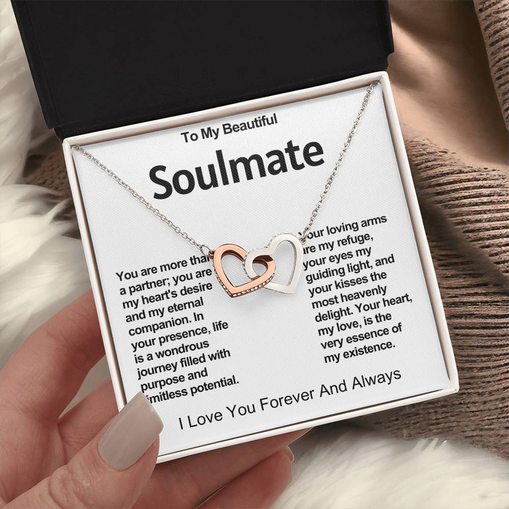 To My Beautiful Soulmate Interlocking Hearts Necklace