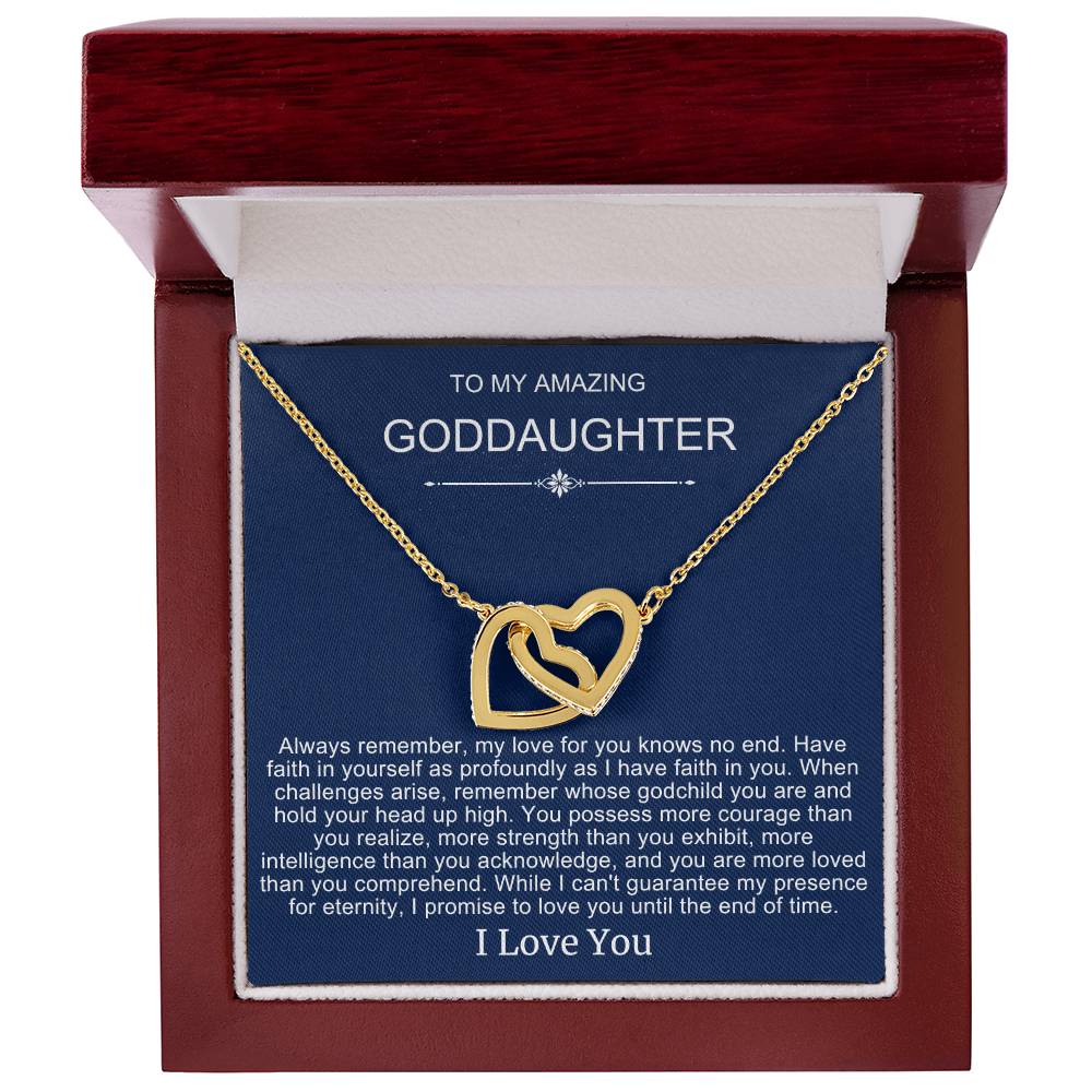 Beautiful Gift To Goddaughter from God Parent Double Heart Necklace