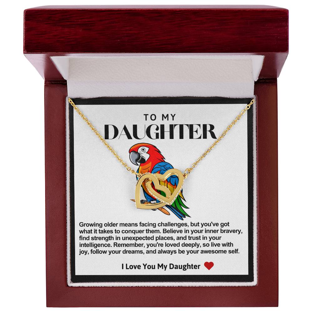 Daughter Double Heart Necklace -Parrot