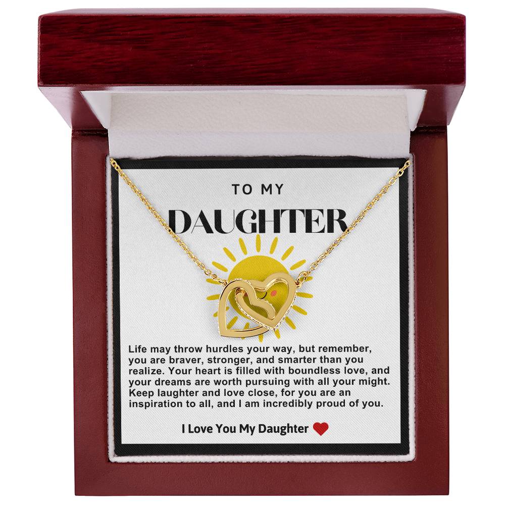 Daughter Double Heart Necklace- Sunshine