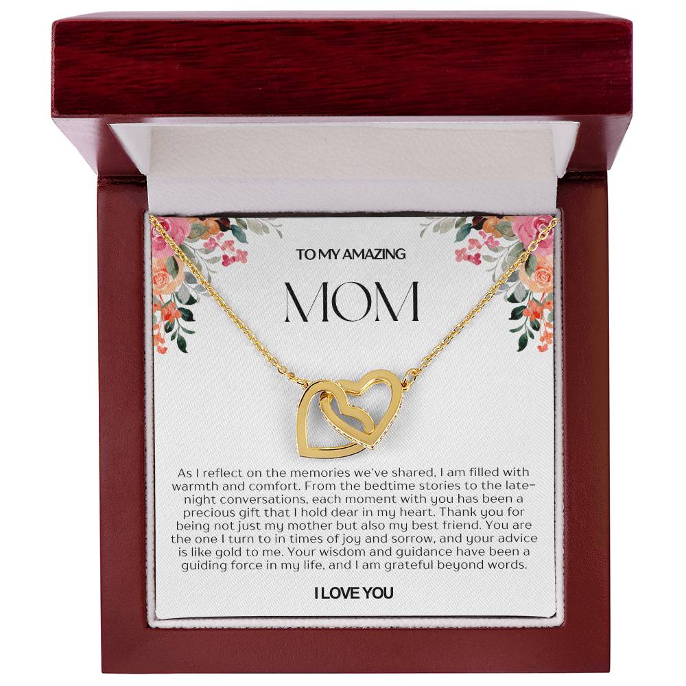 To My Amazing Mom Double Hearts Necklace